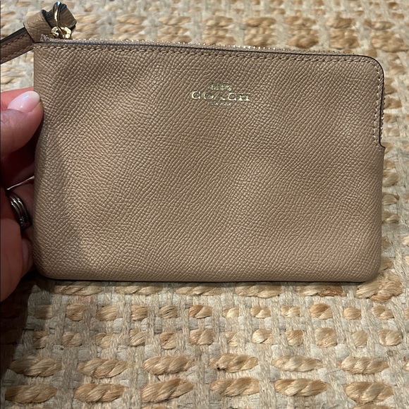 Coach Taupe Leather Wristlet - Picture 2 of 8